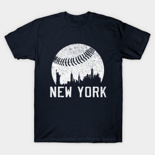 Vintage New York NY City Skyline Baseball T-Shirt